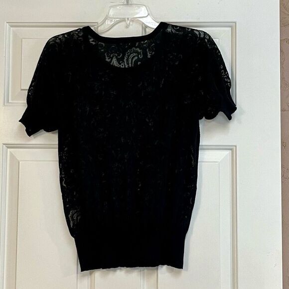 Calvin Klein Lace Short Puff Sleeve Top Small - Picture 3 of 9
